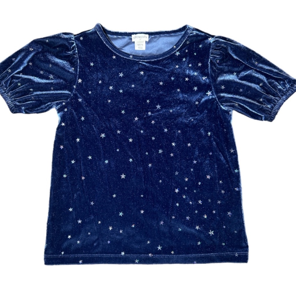 Crewcuts Blue Silver Star Velour Shirt